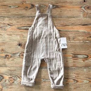 NWT Zara Toddler Cotton Tan Overalls | Size 2-3 Years